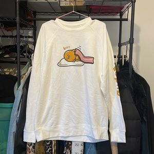 White Gudetama Graphic Pullover Sweater